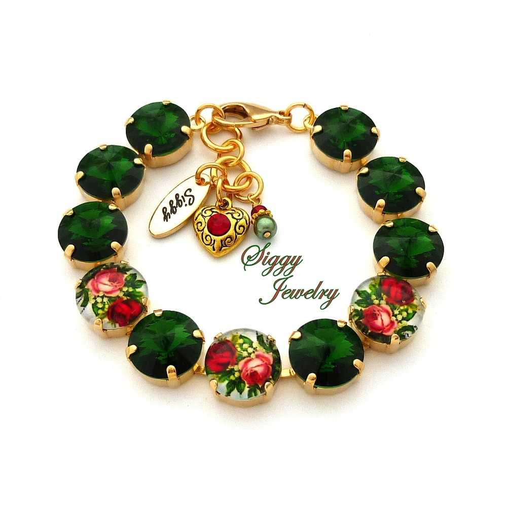 Swarovski Crystal Christmas Holly Bracelet, 12mm
